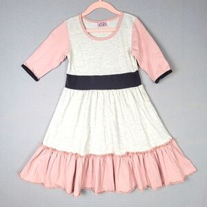 Lilli Lovebird Childrens Twirl Dress Size 8 Gray Pink Black‎